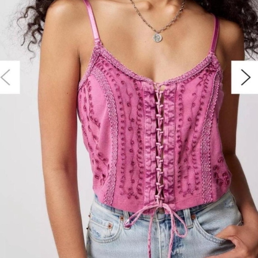 Urban outfitters UO Melody Embroidered Lace-Up Cami